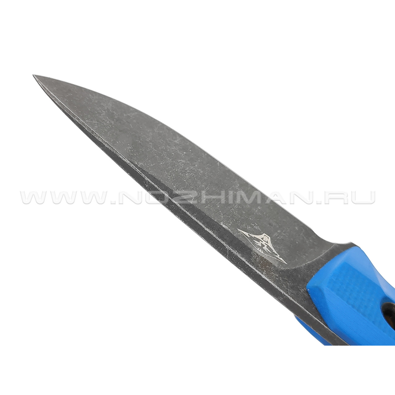 Нож с Котом "Пионер" сталь Х12МФ, рукоять G10 blue, kydex blue