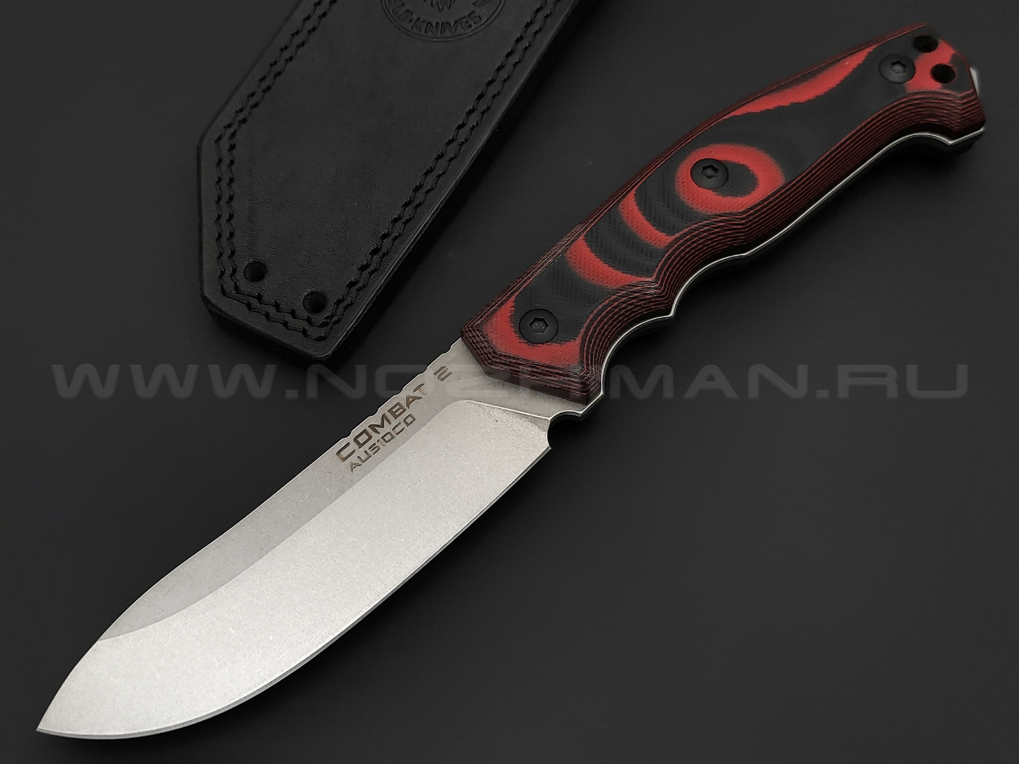 Eagle Knives нож Combat 2 сталь Aus10Co stonewash, рукоять G10 black & red