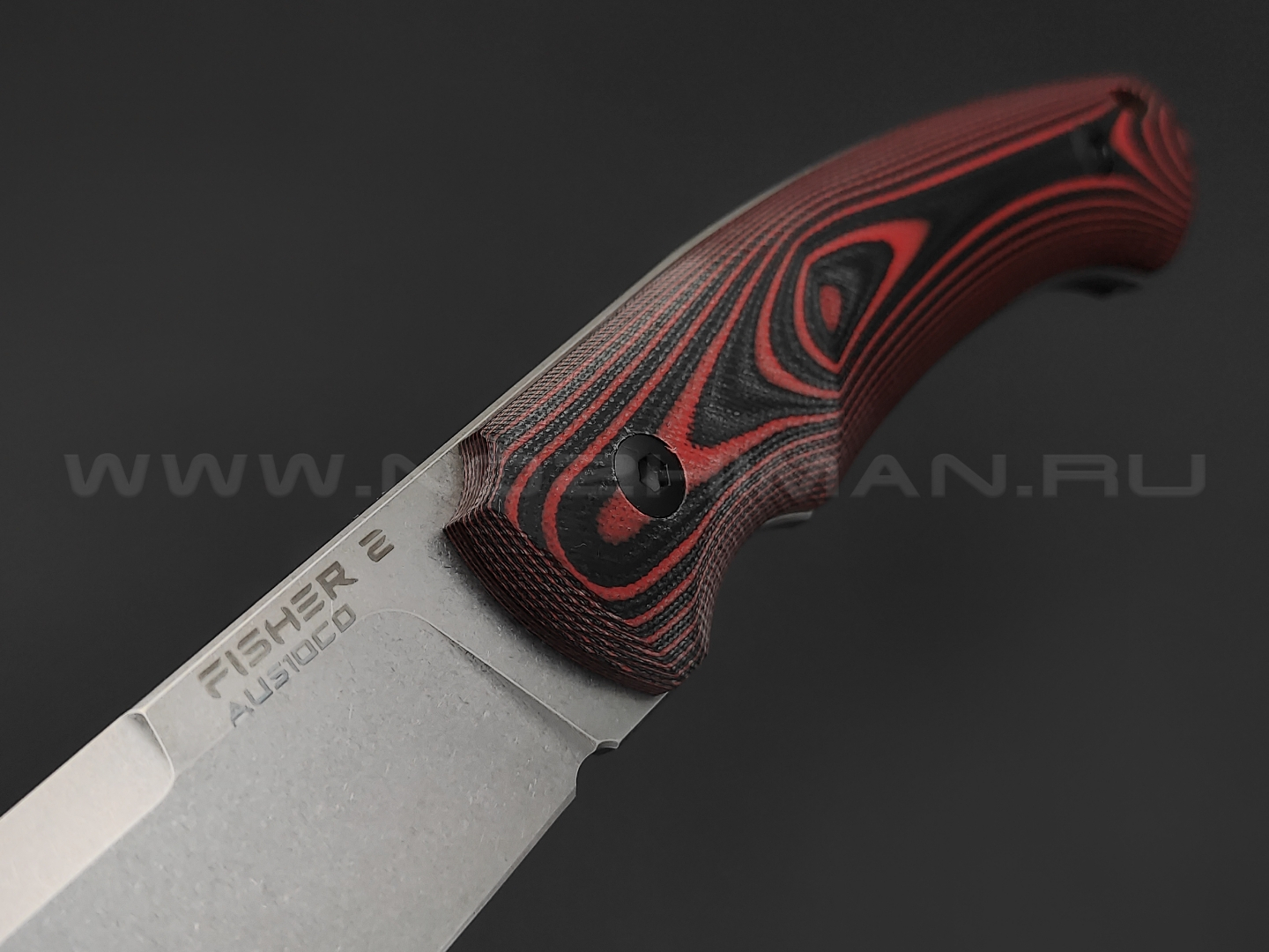 Eagle Knives нож Fisher 2 сталь Aus10Co stonewash, рукоять G10 black & red