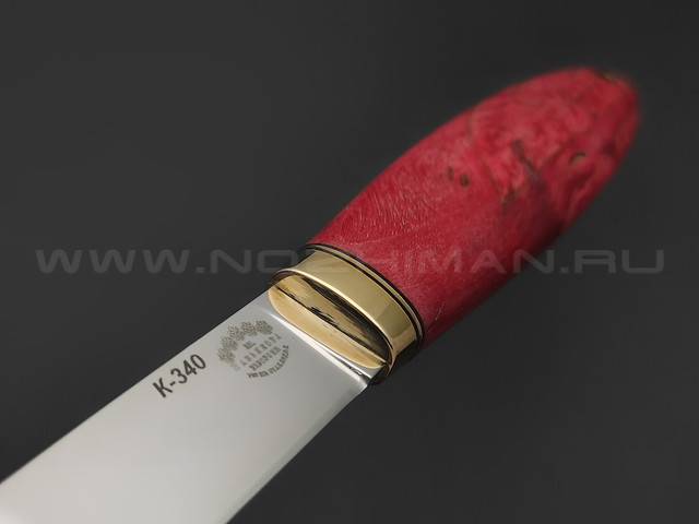 Товарищество Завьялова нож Маус сталь К340, рукоять Стаб. дерево красное, латунь