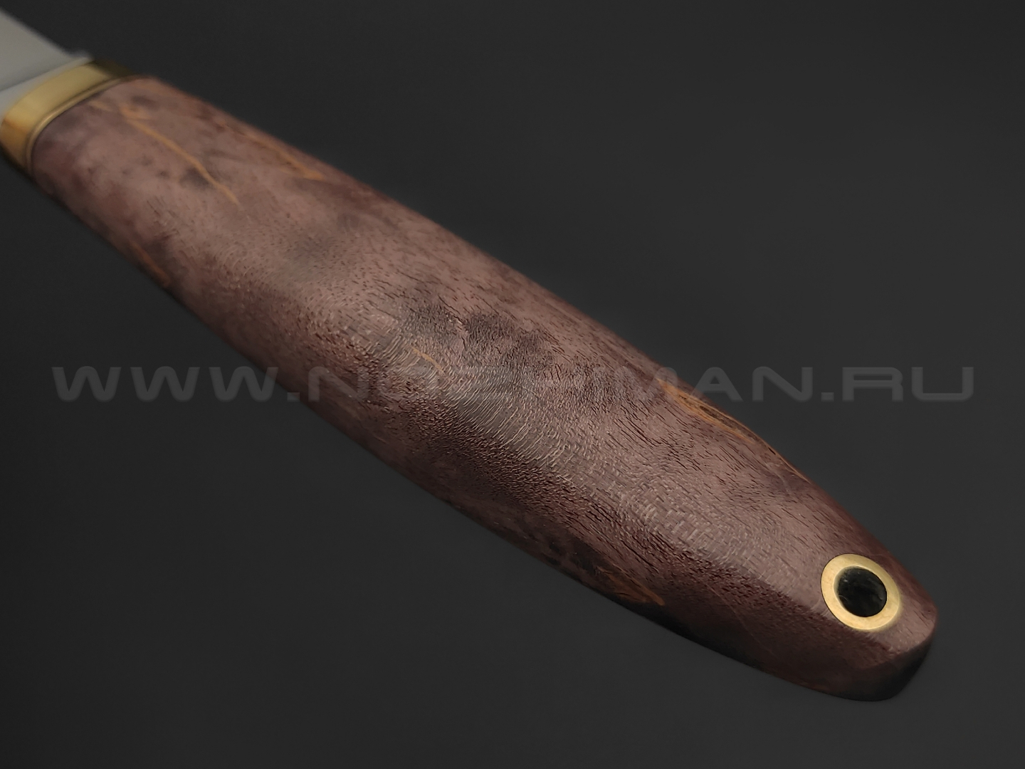 Товарищество Завьялова нож Маус сталь К340, рукоять Стабилизированное дерево коричневое, латунь