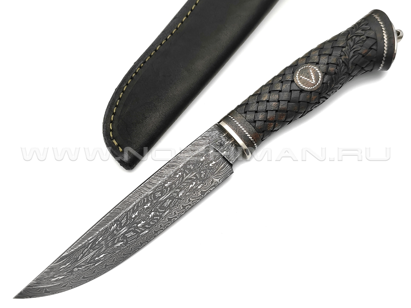 Кузница Матвеева подарочный нож Z/V VM014 мозаичный дамаск, рукоять орех, титан, никель