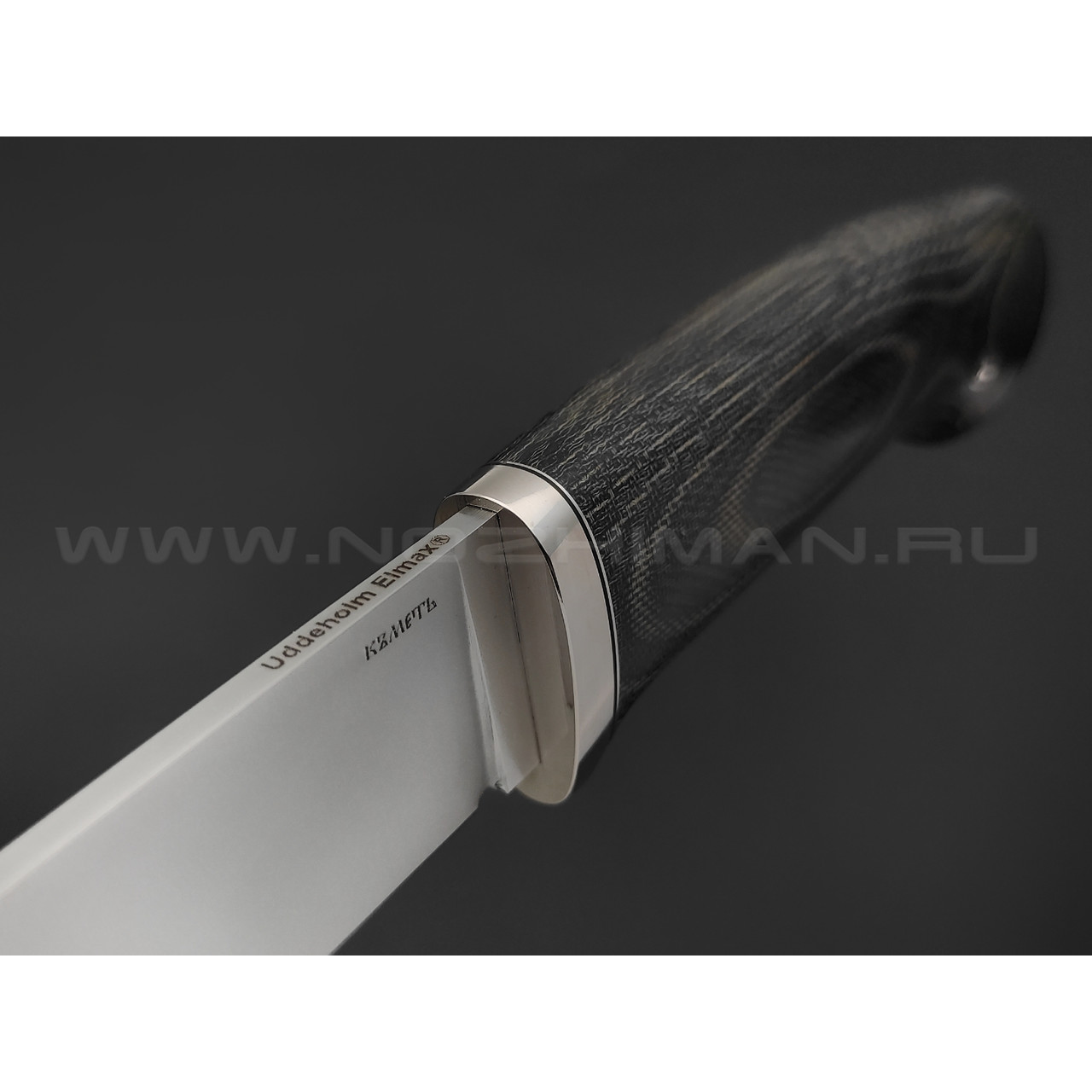 Кметь нож Панцуй сталь Elmax, рукоять микарта, мельхиор