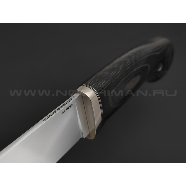 Кметь нож Панцуй сталь Vanadis 4, рукоять микарта, мельхиор