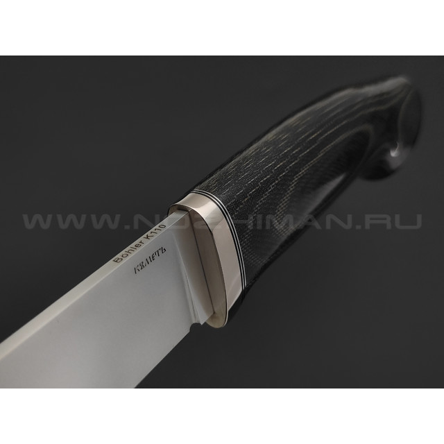 Кметь нож Панцуй сталь K110, рукоять микарта, мельхиор