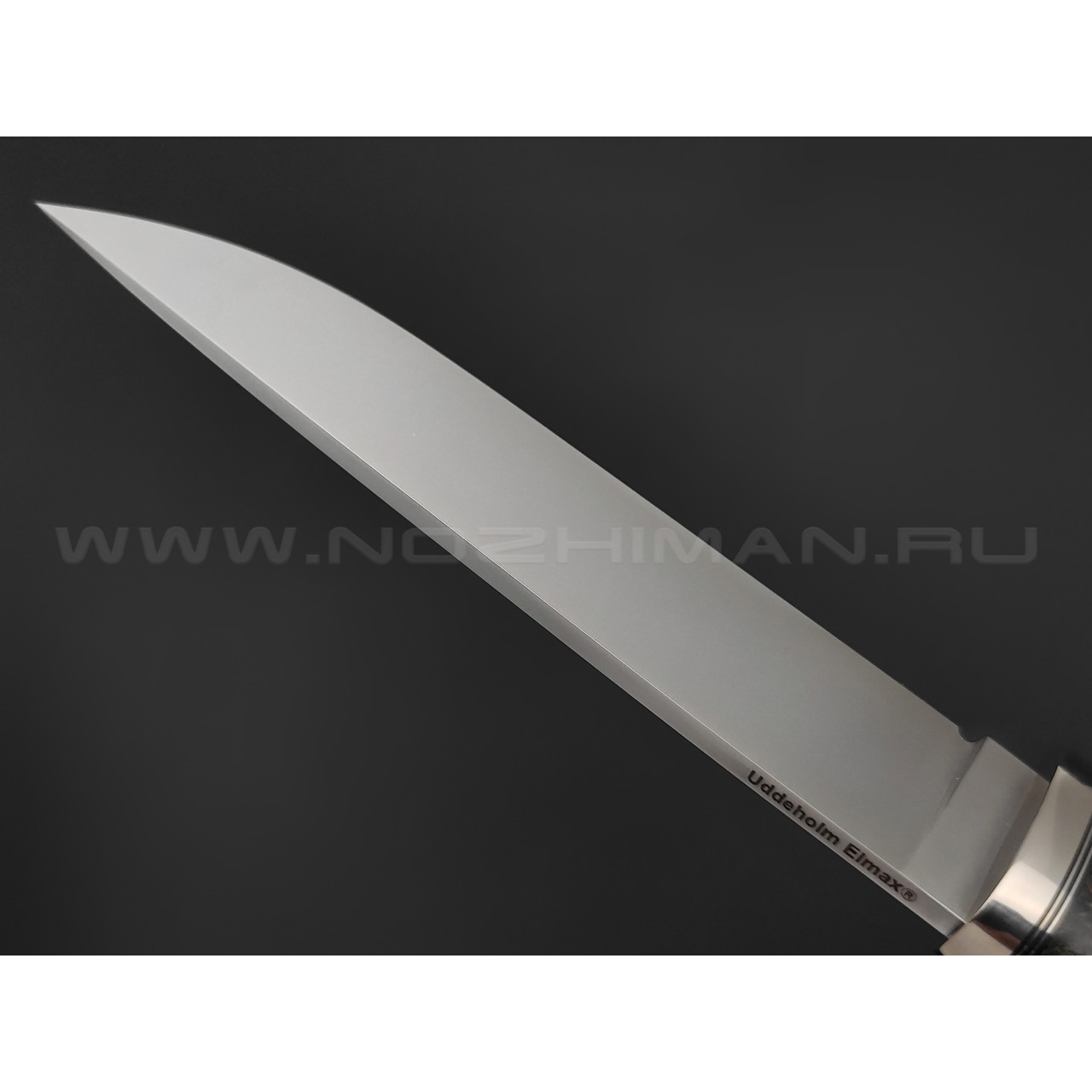 Кметь нож Консул сталь Elmax, рукоять Карельская береза, мельхиор