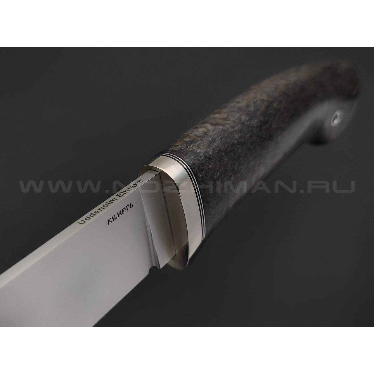 Кметь нож Консул сталь Elmax, рукоять Карельская береза, мельхиор