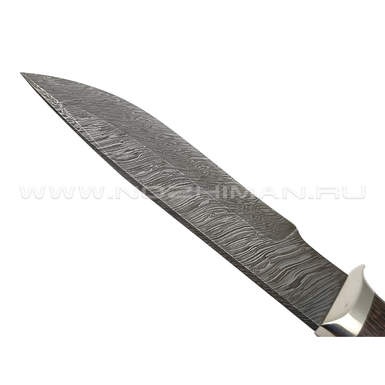 Кузница Коваль нож "Барс" сталь Дамаск, рукоять Дерево венге, мельхиор