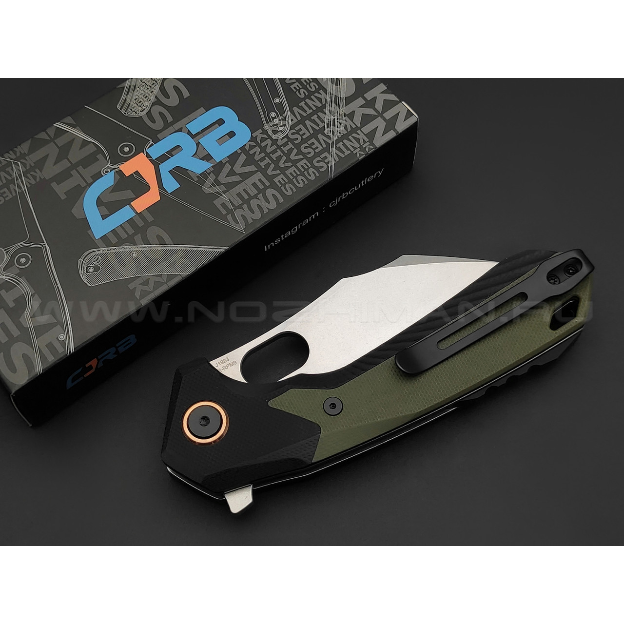 Нож CJRB Caldera J1923-GN сталь AR-RPM9, рукоять G10 black & green