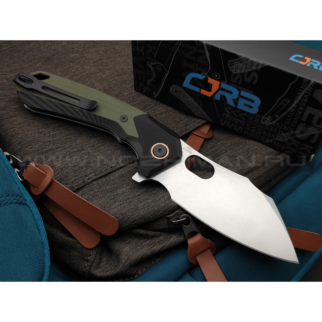 Нож CJRB Caldera J1923-GN сталь AR-RPM9, рукоять G10 black & green