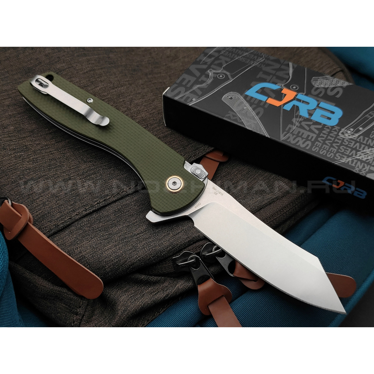 Нож CJRB Kicker J1915-GN сталь D2, рукоять G10 OD green