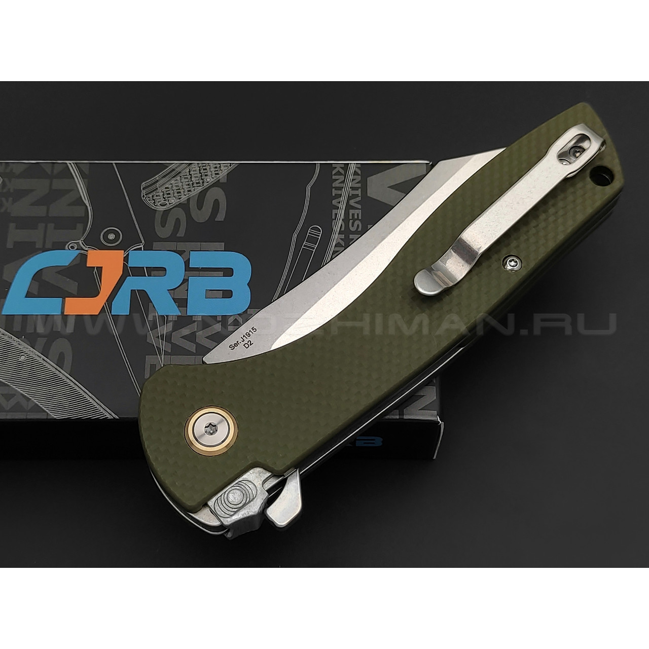 Нож CJRB Kicker J1915-GN сталь D2, рукоять G10 OD green