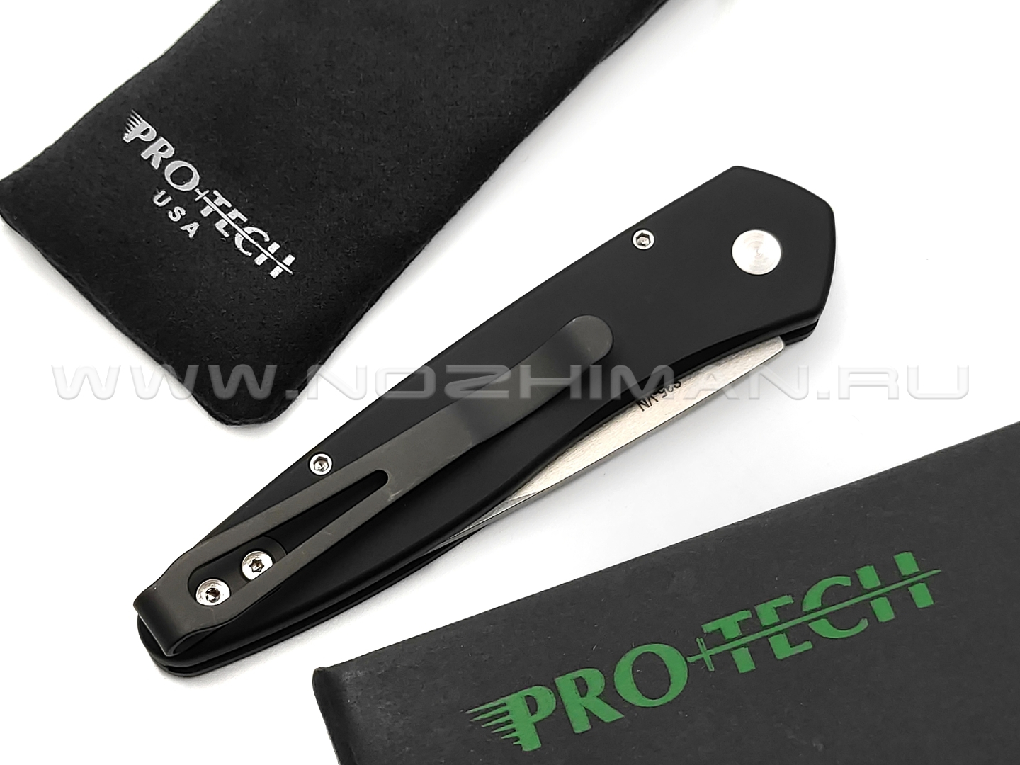 Нож Pro-Tech Newport 3405 сталь 154CM stonewash, рукоять Aluminum 6061-T6 black