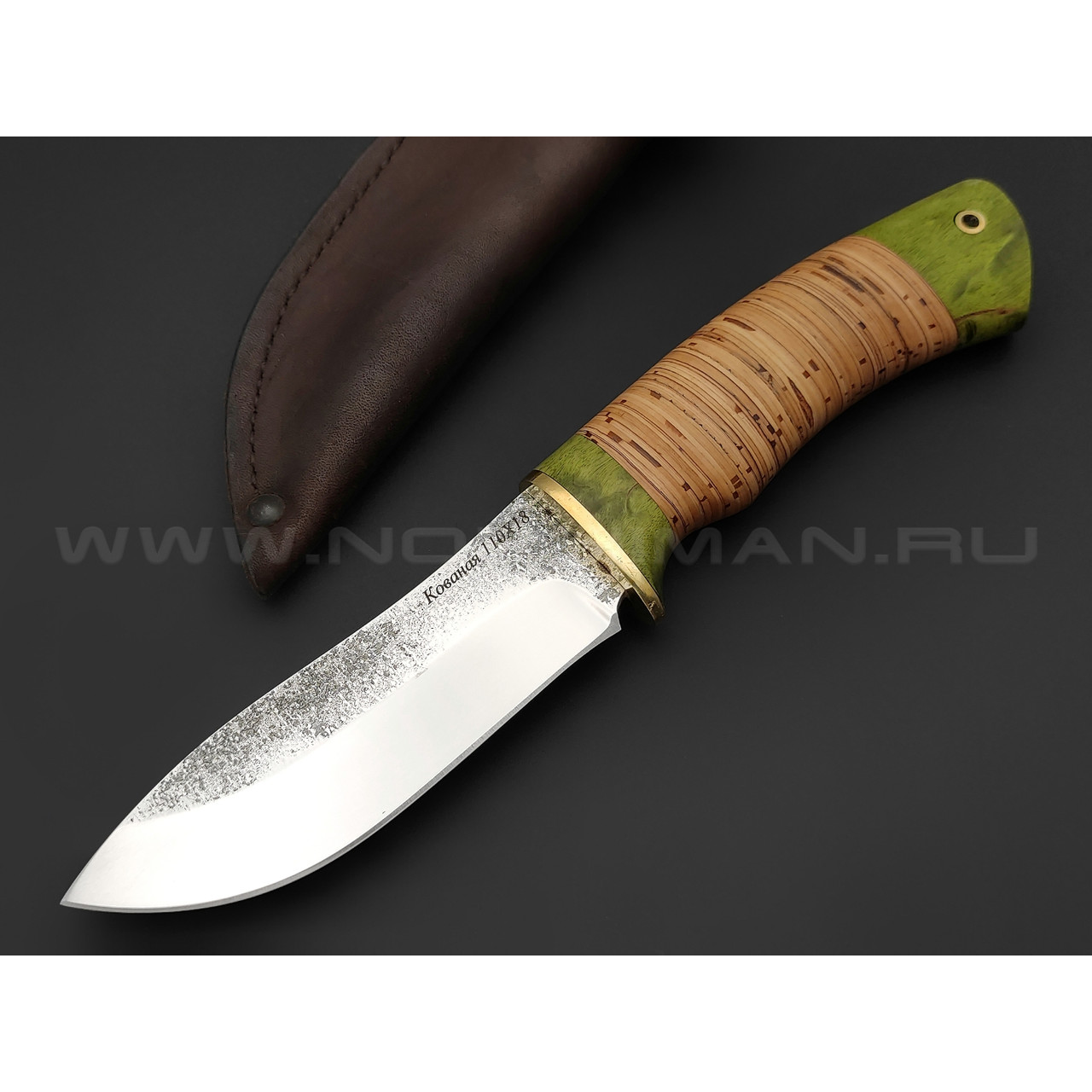 Кузница Коваль нож "Кабан" сталь 110Х18, рукоять Наборная береста, латунь