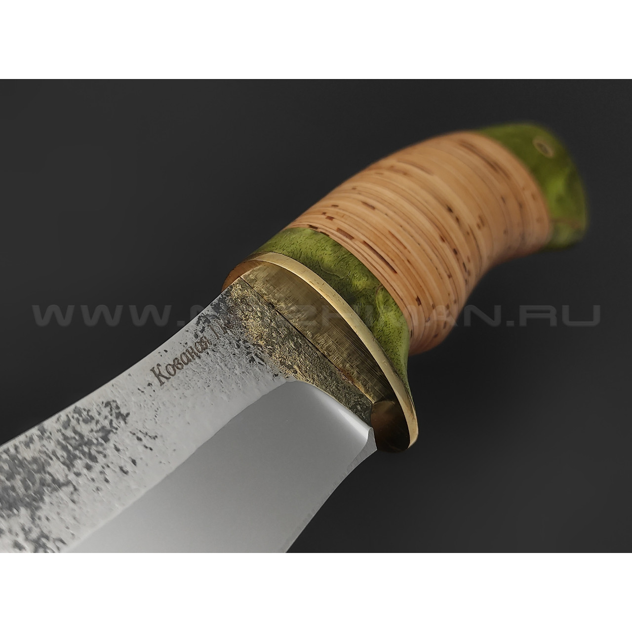 Кузница Коваль нож "Кабан" сталь 110Х18, рукоять Наборная береста, латунь