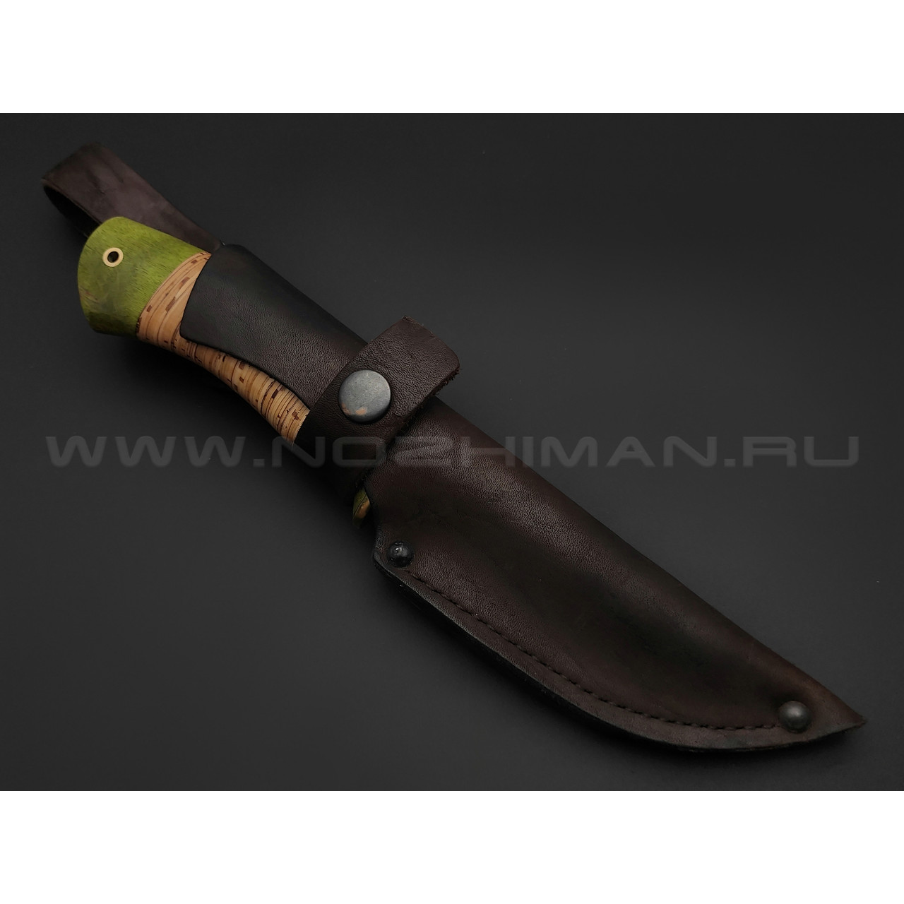 Кузница Коваль нож "Кабан" сталь 110Х18, рукоять Наборная береста, латунь