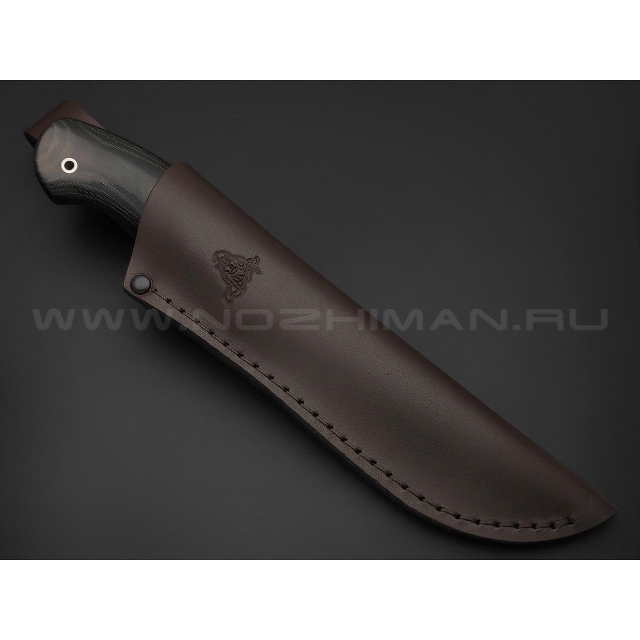 Кметь нож Скинер сталь LO-K 2379, рукоять микарта, мельхиор