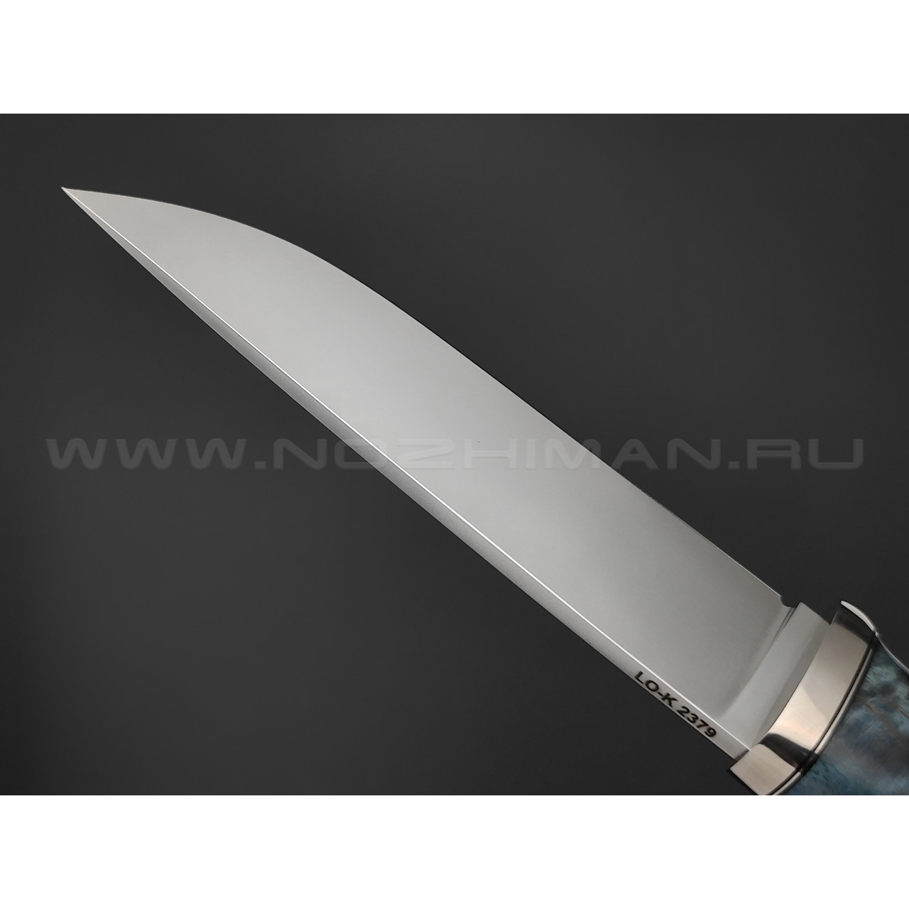 Кметь нож Панцуй сталь LO-K 2379, рукоять карельская береза, мельхиор