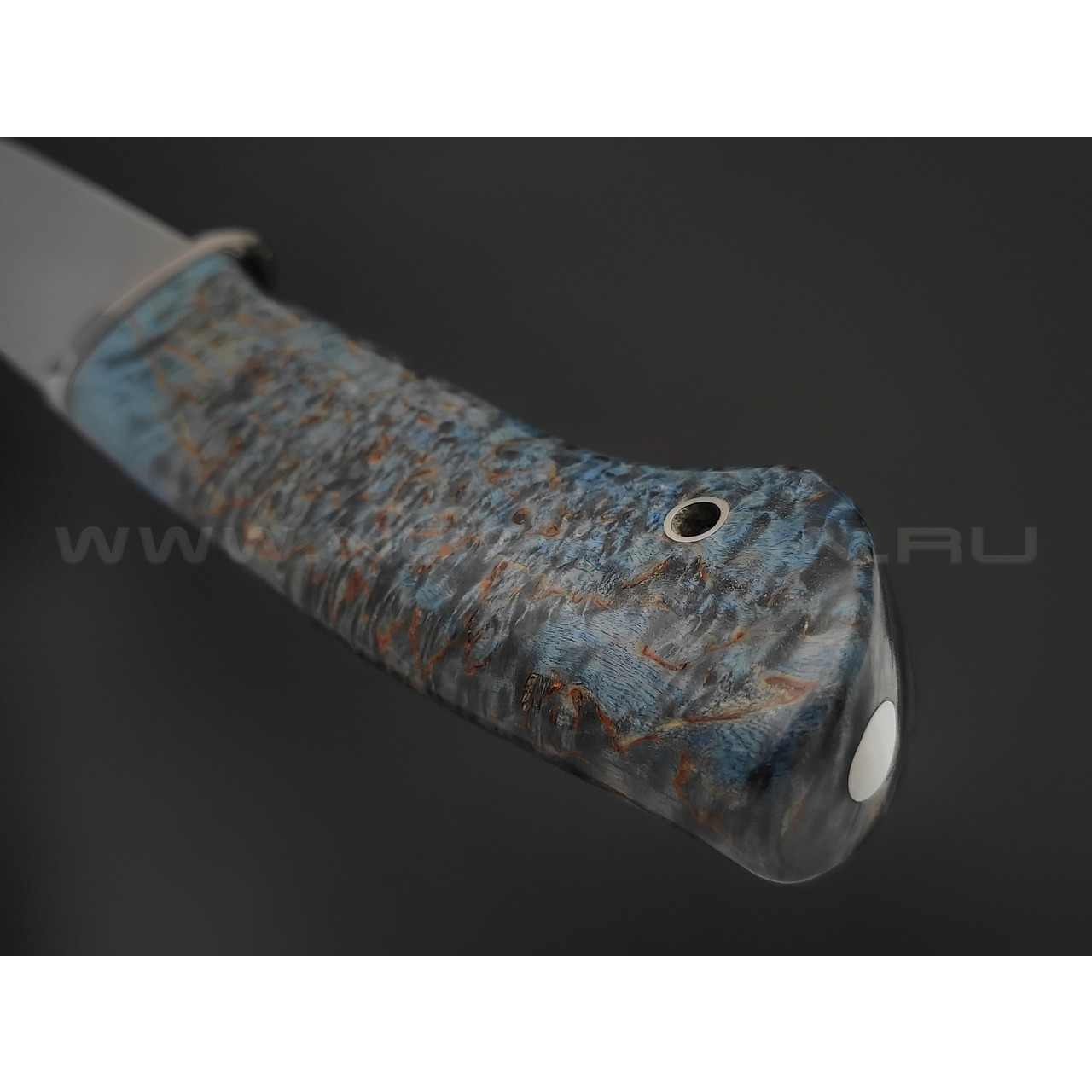 Кметь нож Панцуй сталь LO-K 2379, рукоять карельская береза, мельхиор