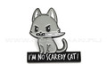Значок-брошь "Кот с ножом - I am No Scaredy Cat"