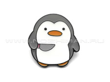 Значок-брошь "Серый пингвин с ножом"