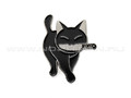 Значок-брошь "Хитрый черный котик с ножом"
