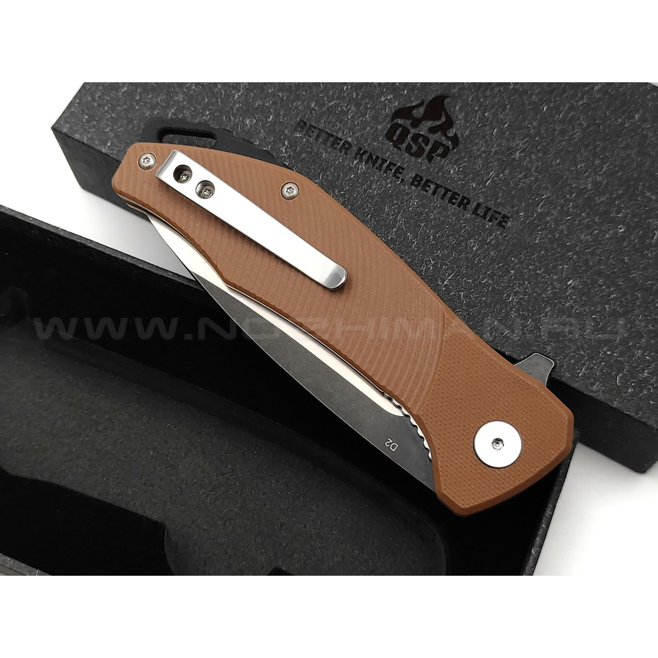 Нож QSP Raven QS122-A сталь D2, рукоять G10 brown