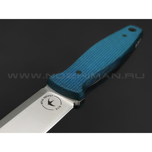 Апус нож Джиггер мини сталь K110, рукоять Микарта синяя