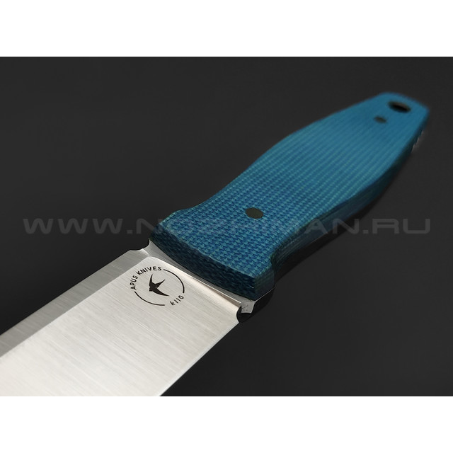 Апус нож Джиггер сталь K110, рукоять Микарта синяя