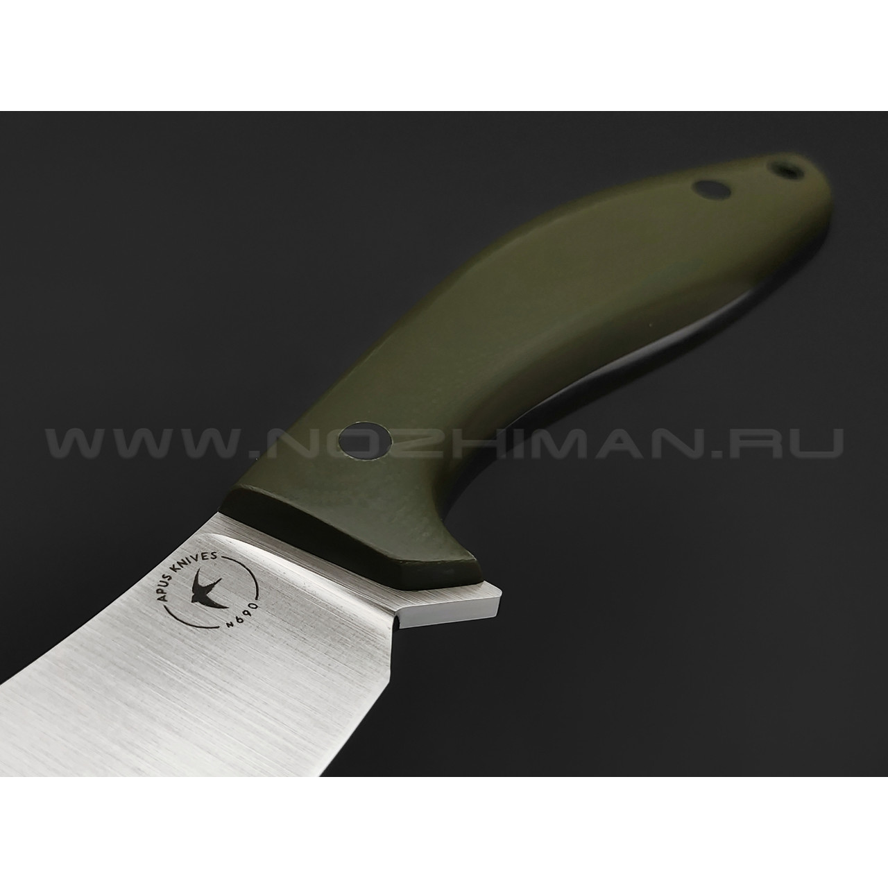 Апус нож Нарбус сталь N690, рукоять G10 олива