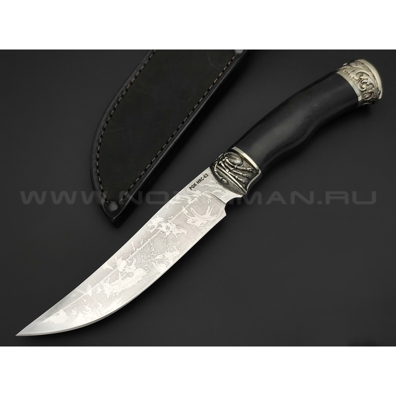 Нож "Клык-2" сталь PGK, рукоять дерево граб, мельхиор (Фурсач А. А.)