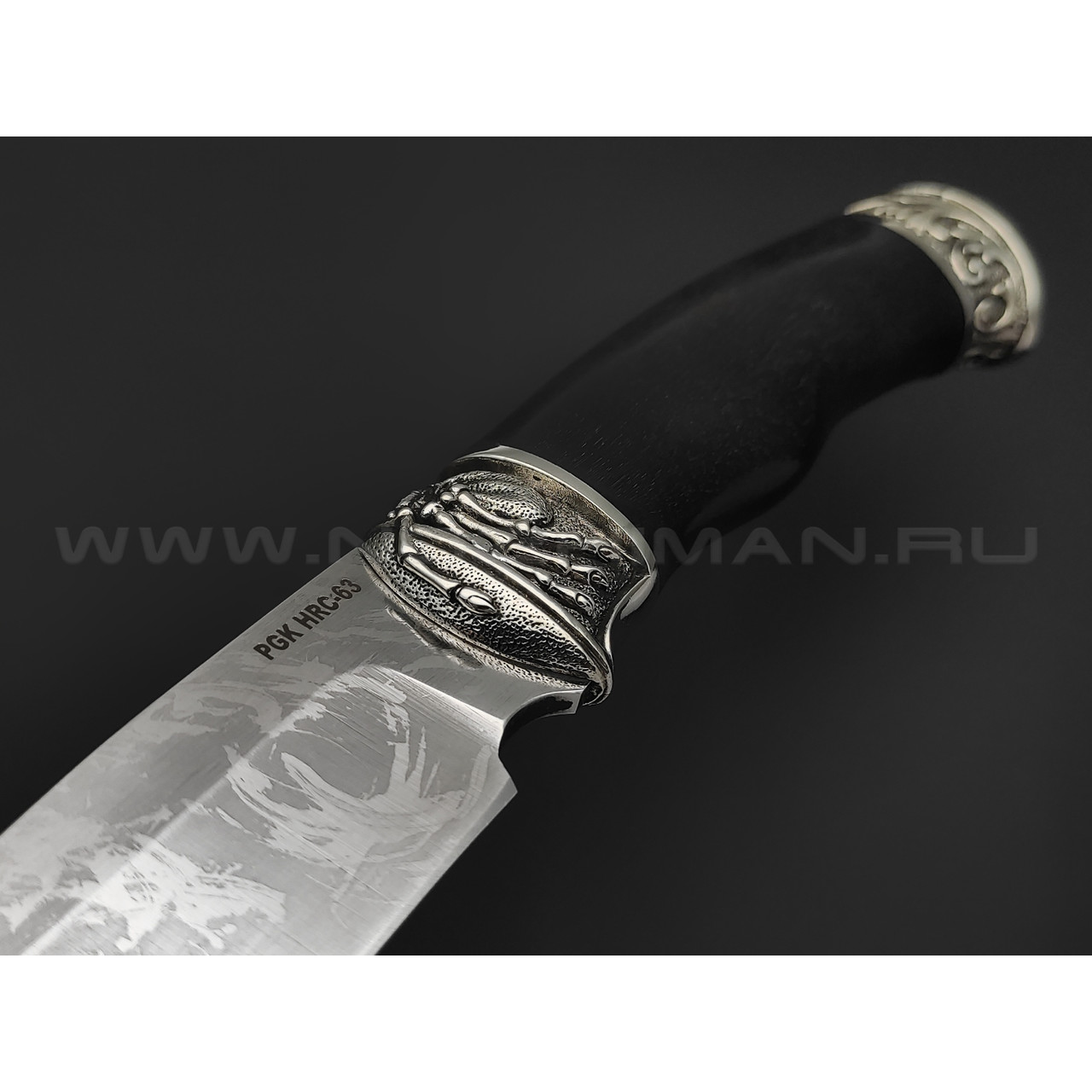 Нож "Клык-2" сталь PGK, рукоять дерево граб, мельхиор (Фурсач А. А.)