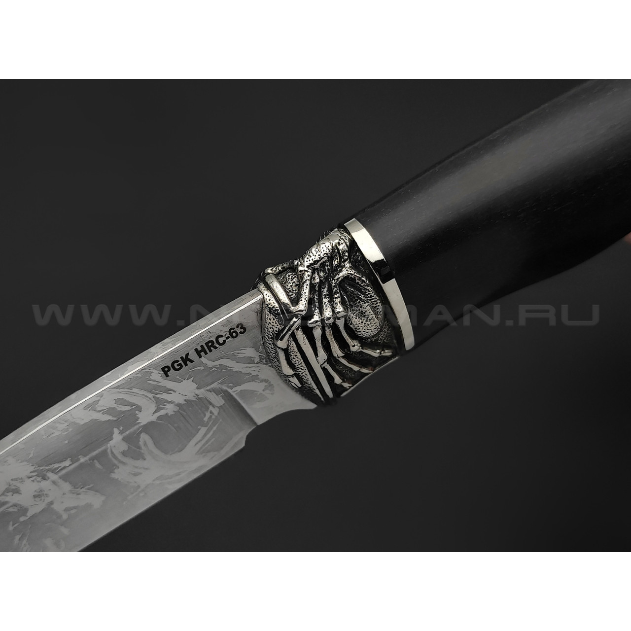 Нож "Клык-2" сталь PGK, рукоять дерево граб, мельхиор (Фурсач А. А.)