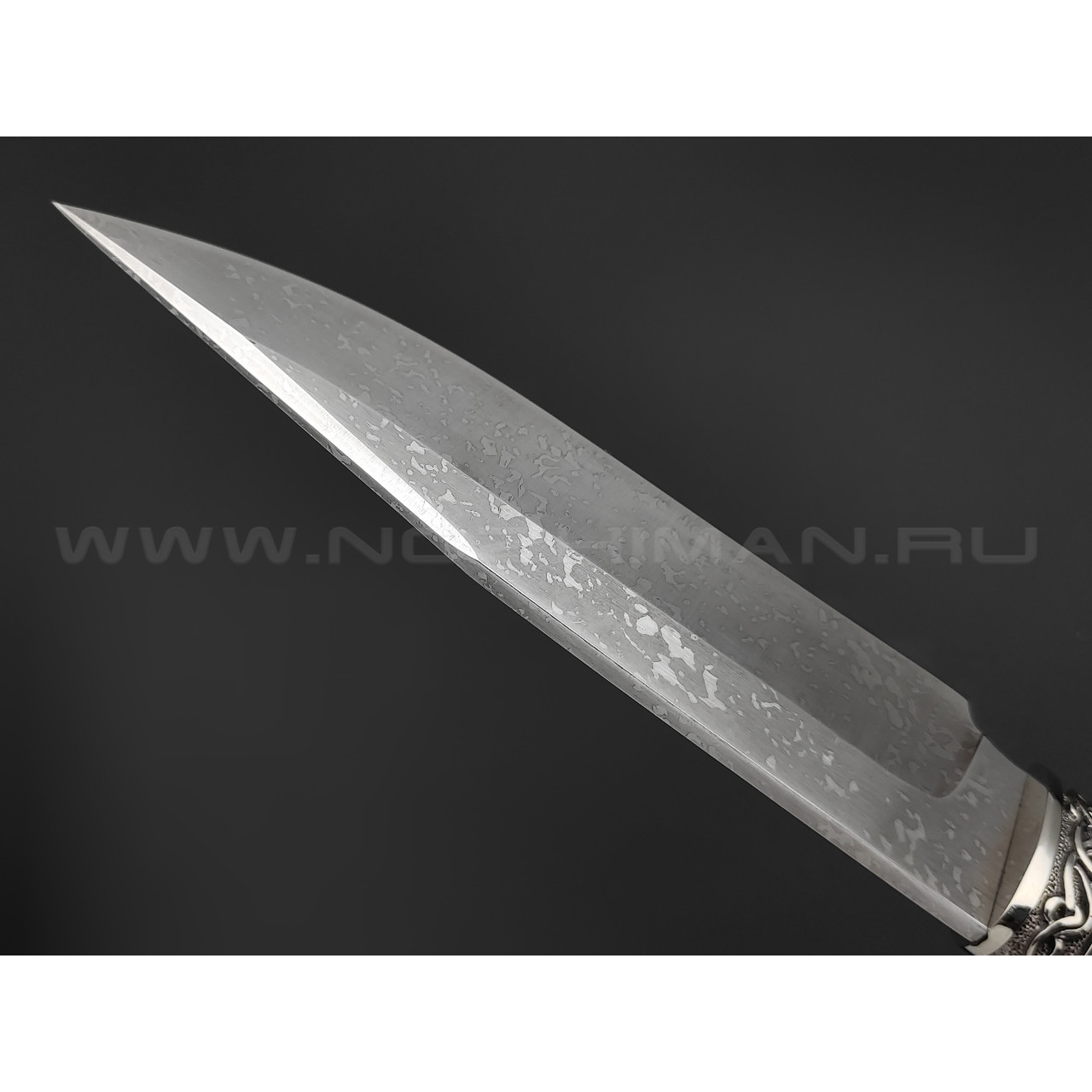 Нож "Ворон" сталь ХВ5, рукоять стабилизированное дерево, мельхиор (Фурсач А. А.)