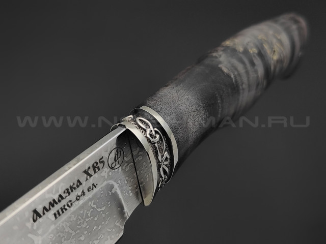 Нож "Ворон" сталь ХВ5, рукоять стабилизированное дерево, мельхиор (Фурсач А. А.)