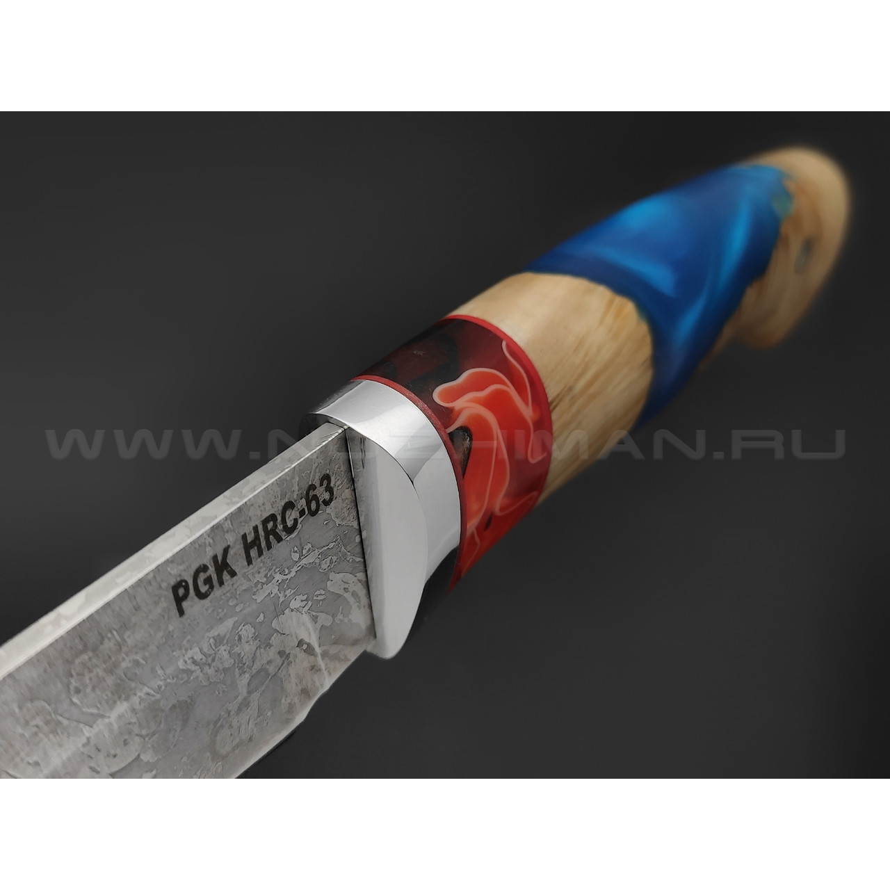 Нож "Волк" сталь PGK, рукоять гибрид дерева и акрила (Фурсач А. А.)