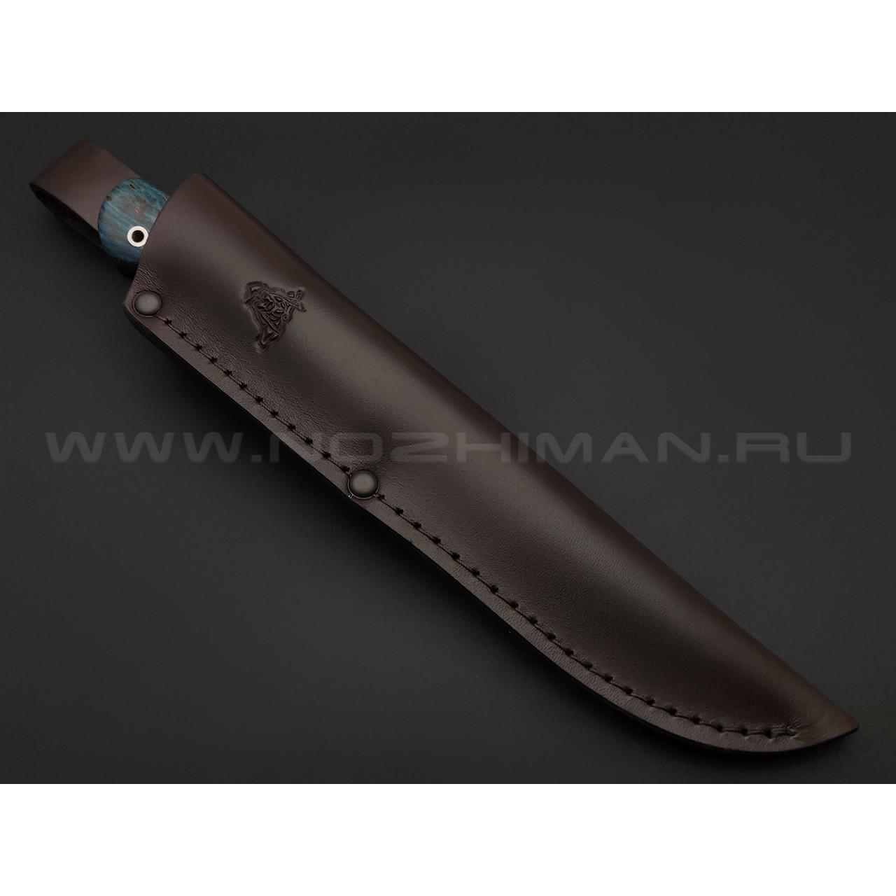Кметь нож Рыбацкий сталь M390, рукоять карельская береза, мельхиор