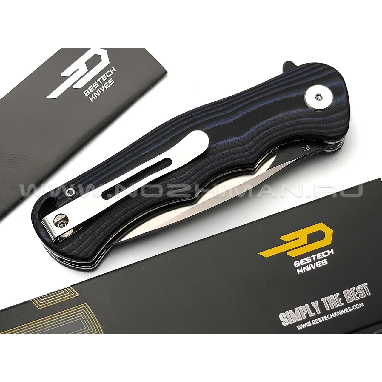 Нож Bestech Bobcat BG22D-2 сталь D2, рукоять G10 black & blue