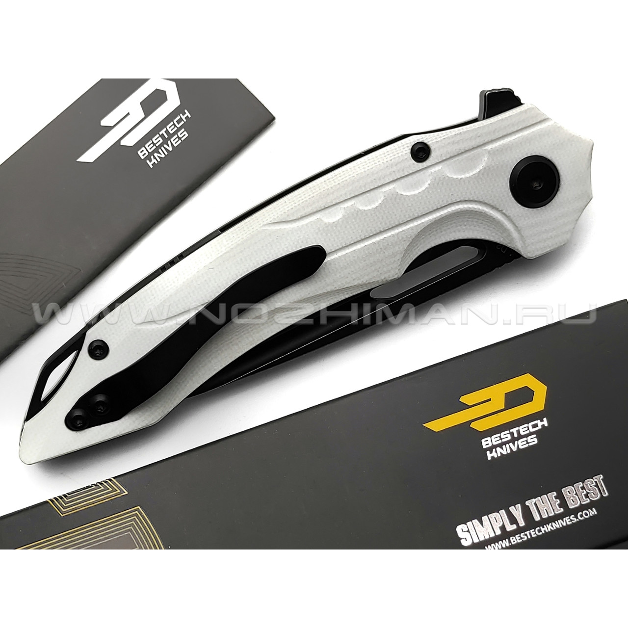 Нож Bestech Ornetta BG50E сталь D2 black, рукоять G10 white