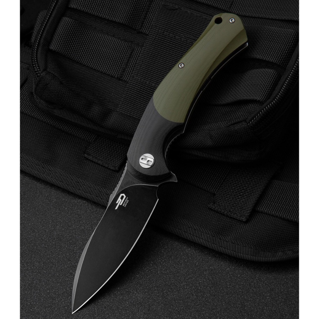 Нож Bestech Penguin BG32E сталь D2 блэквош, рукоять G10 black & green