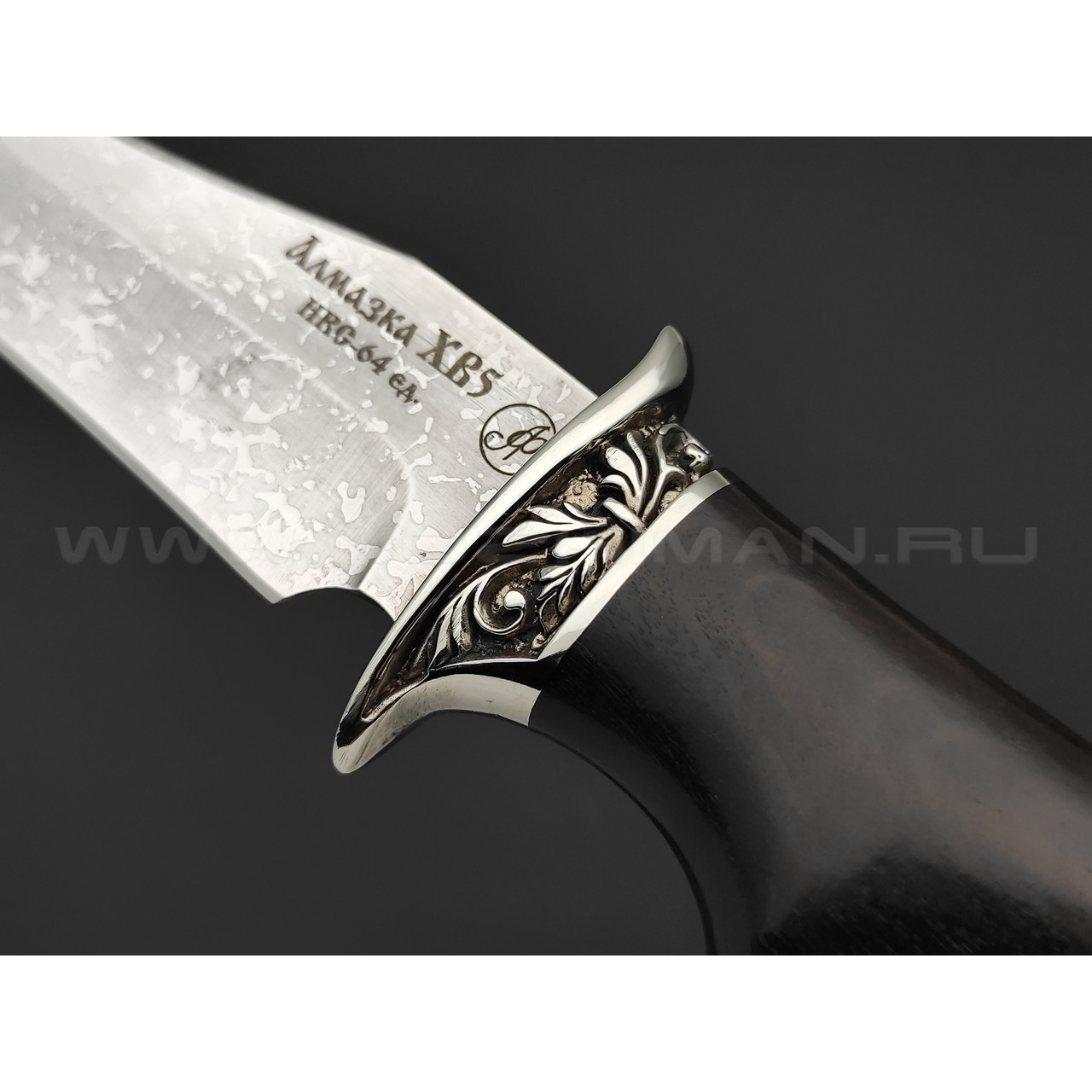 Нож "Рыбак-М" сталь Алмазка ХВ5, рукоять граб, мельхиор (Фурсач А. А.)