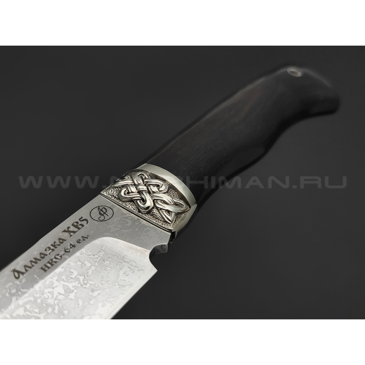 Нож "Шерхан" сталь Алмазка ХВ5, рукоять граб, мельхиор (Фурсач А. А.)