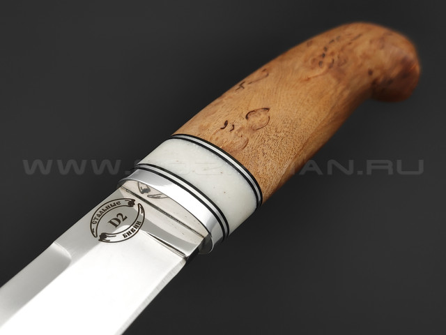 Нож "Финский 4-ФД" сталь D2, рукоять карельская береза, кориан (Стальные Бивни)