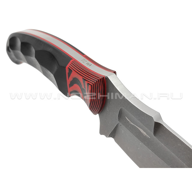 Волчий Век нож Drago сталь D2 WA блэквош, рукоять G10 black & red