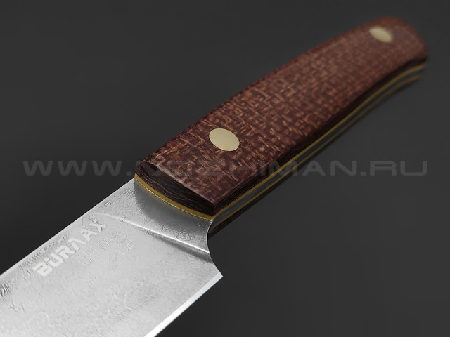 Нож Burlax универсал BX0081 сталь Urman дамаск, рукоять коричневая джутовая микарта