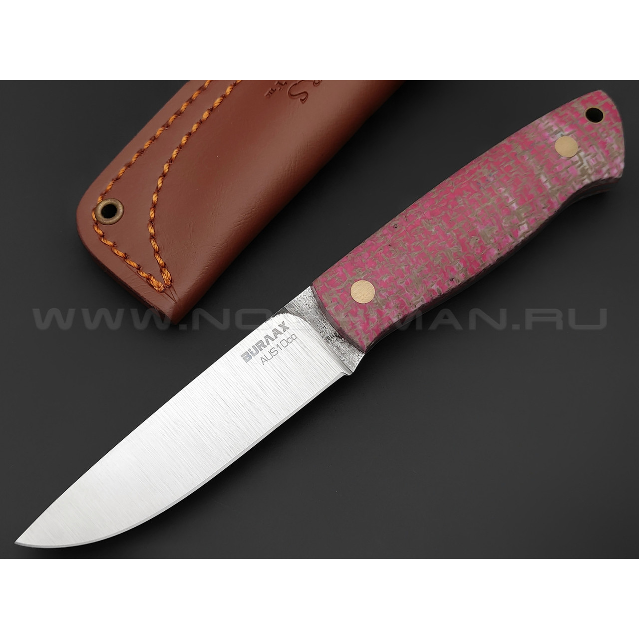 Нож Burlax BX0108 сталь Aus10Co, рукоять розовая джутовая микарта