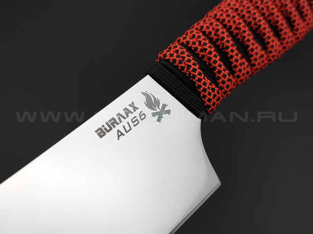 Нож Santoku Burlax BX0148 сталь Aus-6, рукоять Paracord Orange Diamond & Black