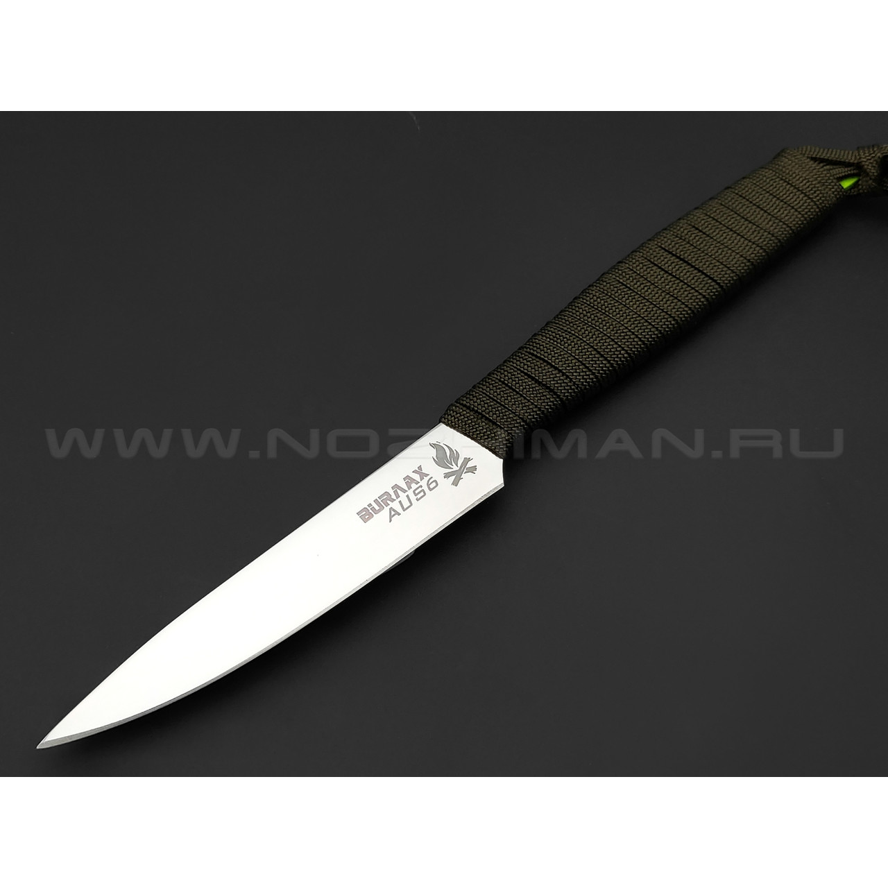 Нож Burlax BX0144 сталь Aus-6, рукоять Paracord OD Green