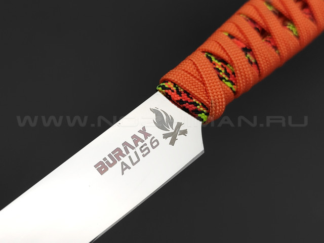 Нож Burlax BX0139 сталь Aus-6, рукоять Paracord Orange & Fantasy