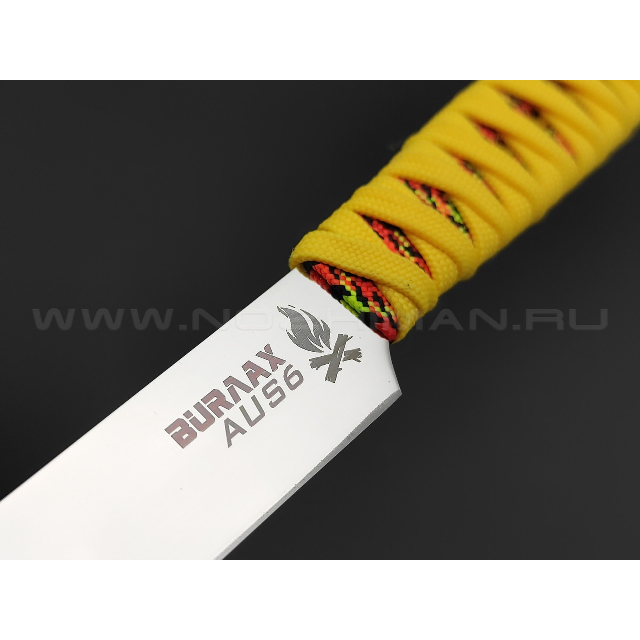 Нож Burlax BX0138 сталь Aus-6, рукоять Paracord Yellow & Fantasy